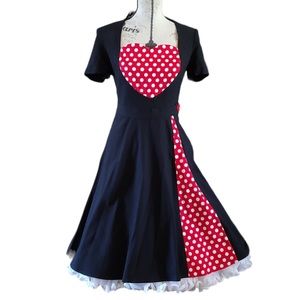 Boutique Brand | Dresses | Nwt Rockabilly 5s Pinup Swing Dress Flared Aline  Heart Shape Black Red Medium | Poshmark
